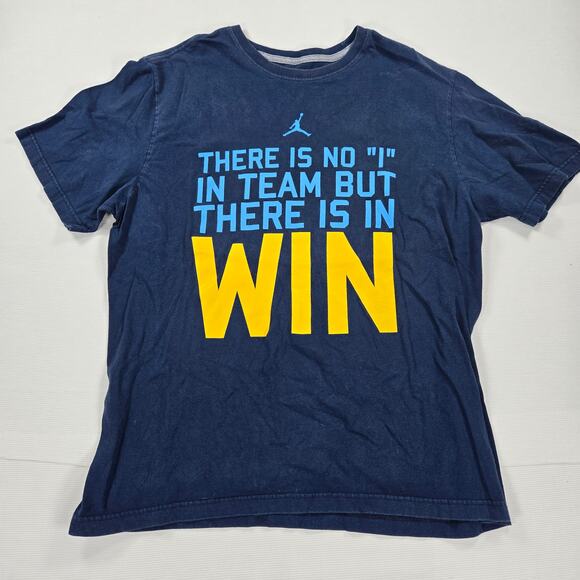 Nike Air Jordan "There Is No I In Team But There Is in Win" Blue T-Shirt Size XL - Picture 1 of 6